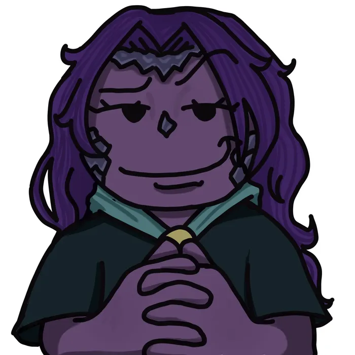Kindchenschema-Chibi mit lila Haar und großen dunklen Augen